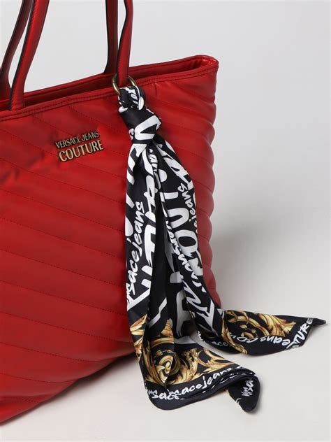 versace jeans red shoulder bag|Versace Jeans couture tote bag.